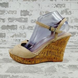 New Charles By Charles David Women's Lambert Cork Wedge Open Toe Sandals C972